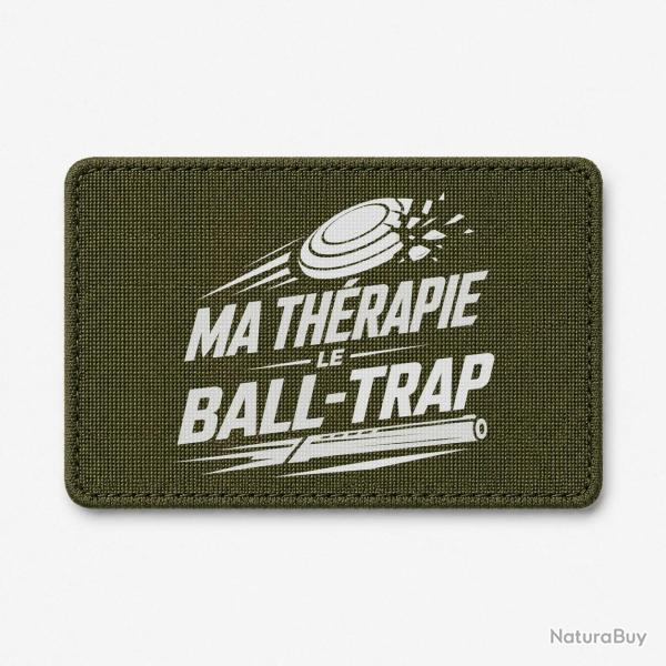 Patch Ball Trap - Ma th�rapie, le Ball Trap - Humour - Olive / Blanc