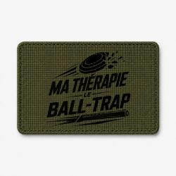 Patch Ball Trap - Ma th&eacute;rapie, le Ball Trap - Humour - Olive / Noir