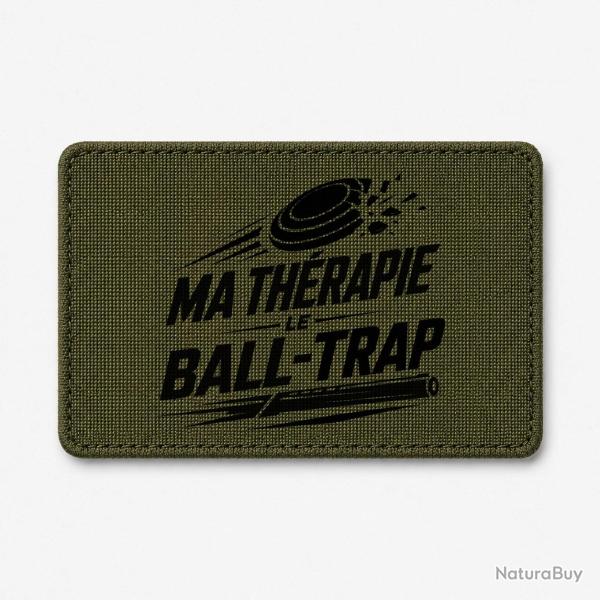 Patch Ball Trap - Ma th�rapie, le Ball Trap - Humour - Olive / Noir