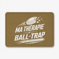 Patch Ball Trap - Ma th&eacute;rapie, le Ball Trap - Humour - Coyote / Blanc