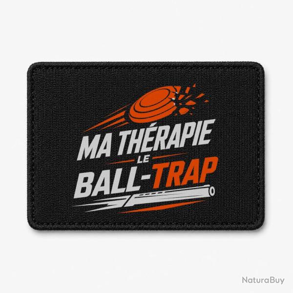 Patch Ball Trap - Ma th�rapie, le Ball Trap - Humour - Noir / Orange