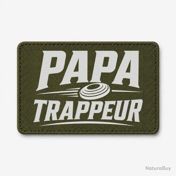Patch Ball Trap - Papa trappeur - Cadeau personnalis� - Olive / Blanc