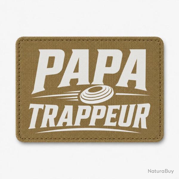 Patch Ball Trap - Papa trappeur - Cadeau personnalis� - Coyote / Blanc