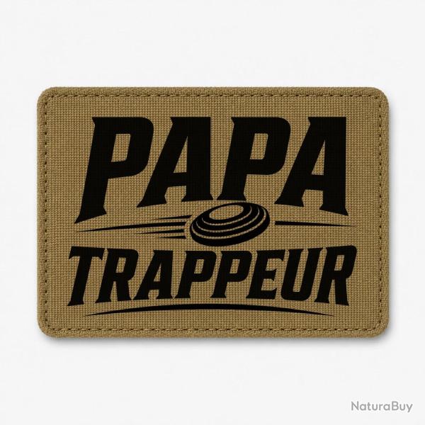 Patch Ball Trap - Papa trappeur - Cadeau personnalis� - Coyote / Noir