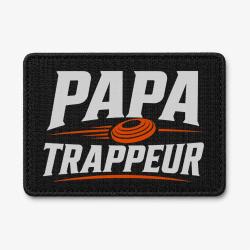 Patch Ball Trap - Papa trappeur - Cadeau personnalis&eacute; - Noir / Orange
