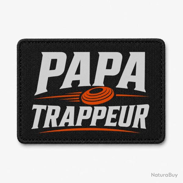 Patch Ball Trap - Papa trappeur - Cadeau personnalis� - Noir / Orange