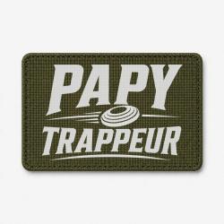 Patch Ball Trap - Papy trappeur - Cadeau passion - Olive / Blanc
