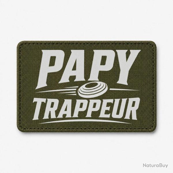 Patch Ball Trap - Papy trappeur - Cadeau passion - Olive / Blanc