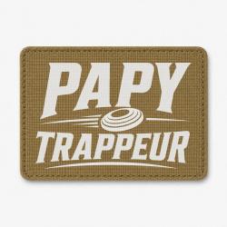 Patch Ball Trap - Papy trappeur - Cadeau passion - Coyote / Blanc