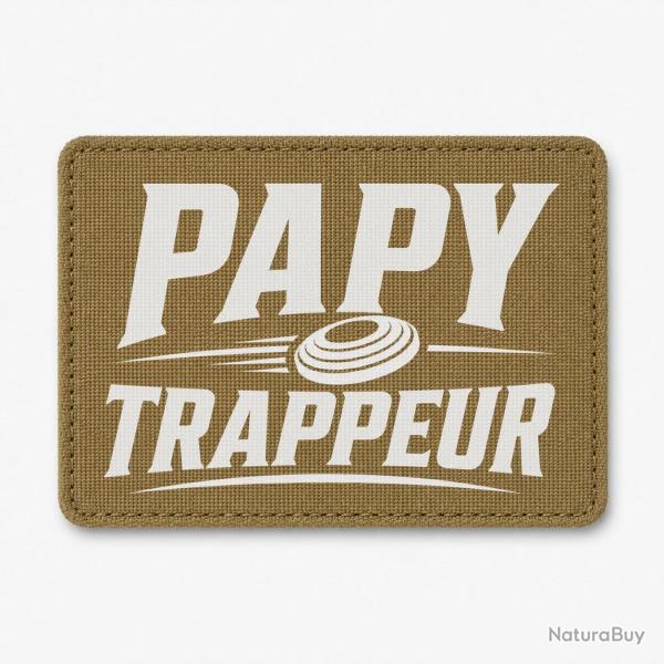 Patch Ball Trap - Papy trappeur - Cadeau passion - Coyote / Blanc