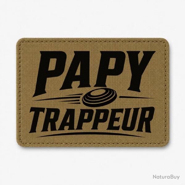 Patch Ball Trap - Papy trappeur - Cadeau passion - Coyote / Noir