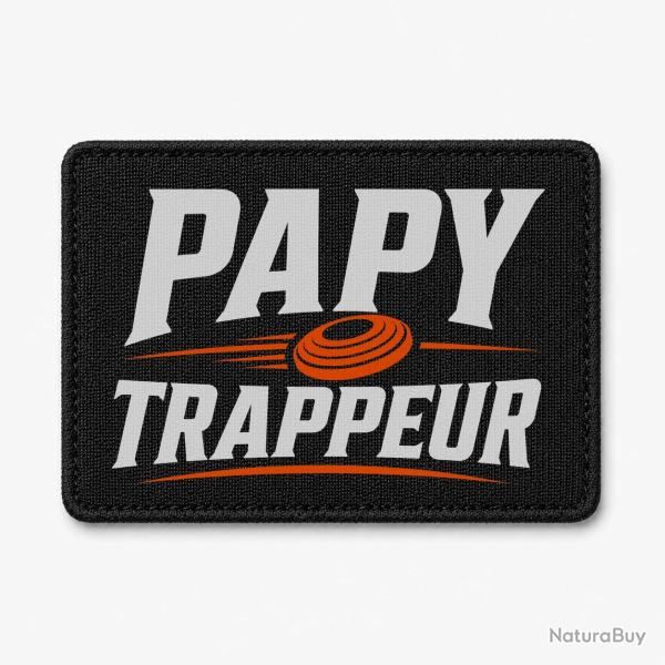 Patch Ball Trap - Papy trappeur - Cadeau passion - Noir / Orange