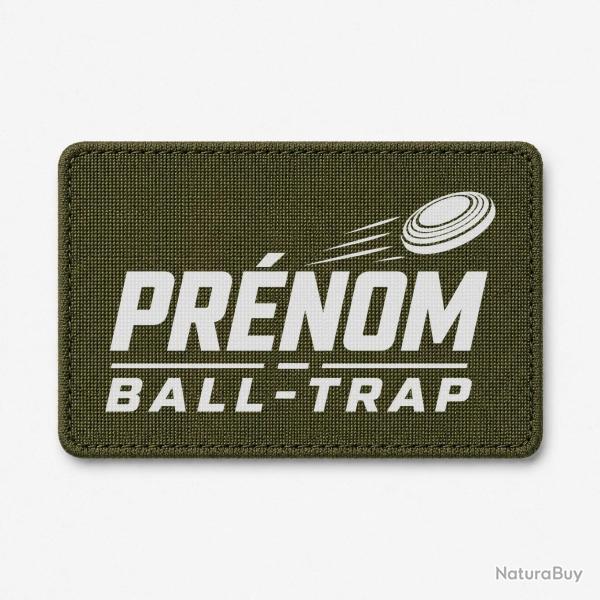 Patch Ball Trap - Pr�nom personnalis� - Passion tir - Olive / Blanc