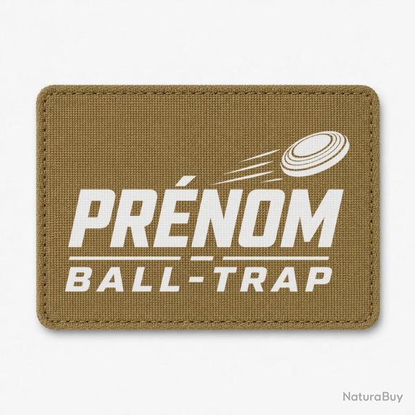 Patch Ball Trap - Pr�nom personnalis� - Passion tir - Coyote / Blanc
