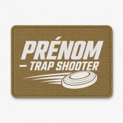Patch Ball Trap - Pr&eacute;nom personnalis&eacute; - Trap Shooter - Coyote / Blanc