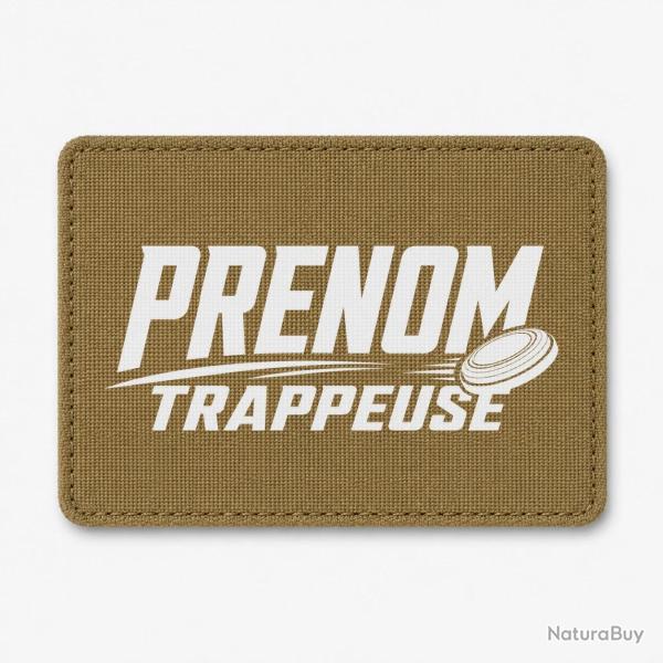 Patch Ball Trap - Pr�nom personnalis� - Trappeuse - Coyote / Blanc