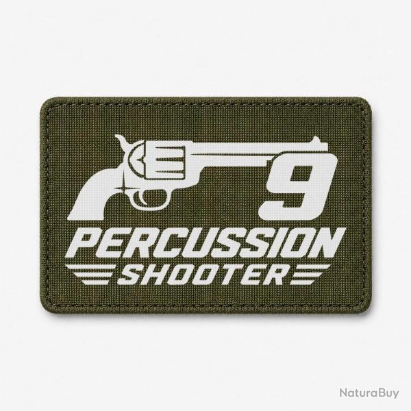 Patch Tir Sportif - 9 Percussion Shooter - Revolver - Olive / Blanc