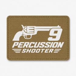 Patch Tir Sportif - 9 Percussion Shooter - Revolver - Coyote / Blanc