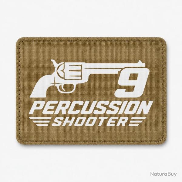 Patch Tir Sportif - 9 Percussion Shooter - Revolver - Coyote / Blanc