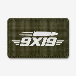 Patch Tir Sportif - 9&times;19 - Cartouche - Olive / Blanc