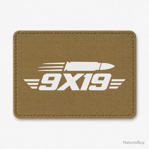 Patch Tir Sportif - 9�19 - Cartouche - Coyote / Blanc