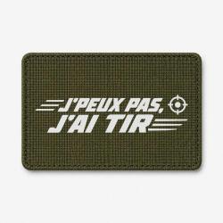 Patch Tir Sportif - J'peux pas, j'ai tir - Cible orange - Olive / Blanc
