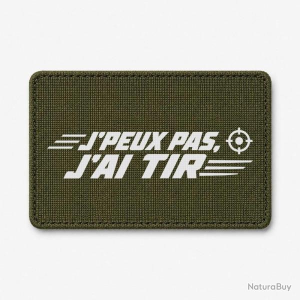 Patch Tir Sportif - J'peux pas, j'ai tir - Cible orange - Olive / Blanc