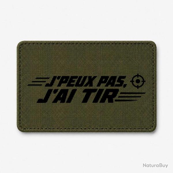 Patch Tir Sportif - J'peux pas, j'ai tir - Cible orange - Olive / Noir
