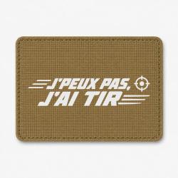 Patch Tir Sportif - J'peux pas, j'ai tir - Cible orange - Coyote / Blanc