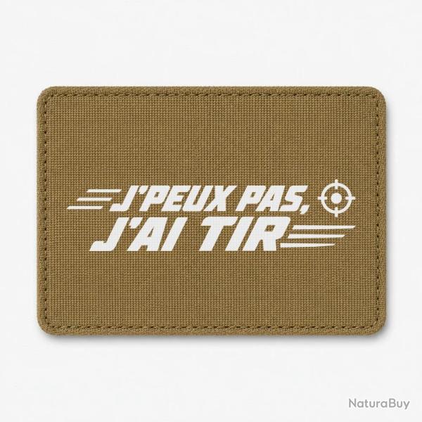 Patch Tir Sportif - J'peux pas, j'ai tir - Cible orange - Coyote / Blanc