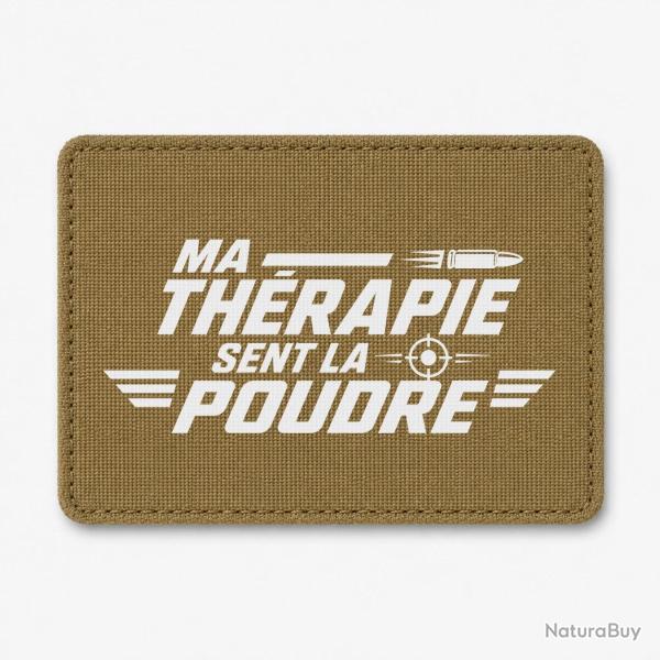 Patch Tir Sportif - Ma th�rapie sent la poudre - Cible et balle - Coyote / Blanc