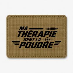Patch Tir Sportif - Ma th&eacute;rapie sent la poudre - Cible et balle - Coyote / Noir
