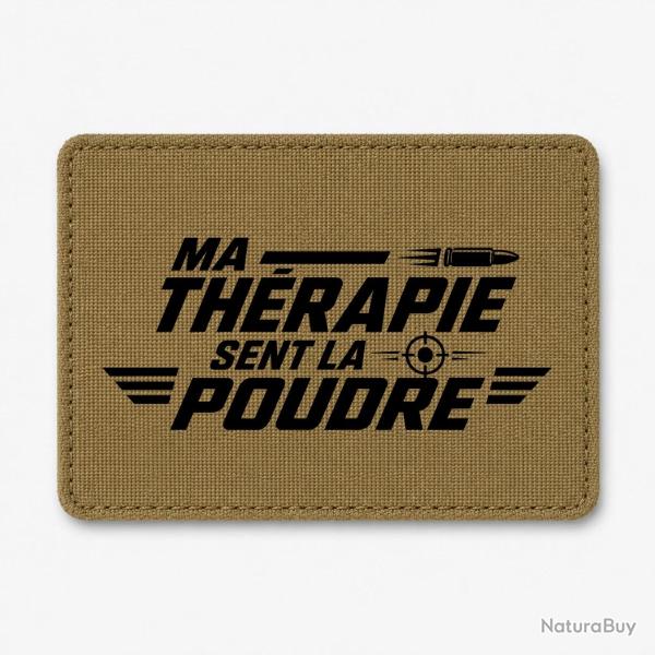 Patch Tir Sportif - Ma th�rapie sent la poudre - Cible et balle - Coyote / Noir