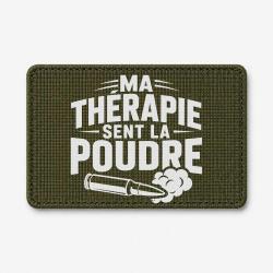 Patch Tir Sportif - Ma th&eacute;rapie sent la poudre - Douilles - Olive / Blanc