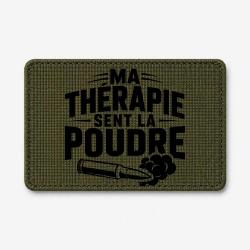 Patch Tir Sportif - Ma th&eacute;rapie sent la poudre - Douilles - Olive / Noir