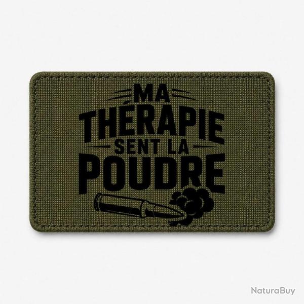 Patch Tir Sportif - Ma th�rapie sent la poudre - Douilles - Olive / Noir