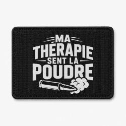 Patch Tir Sportif - Ma th&eacute;rapie sent la poudre - Douilles - Noir / Blanc