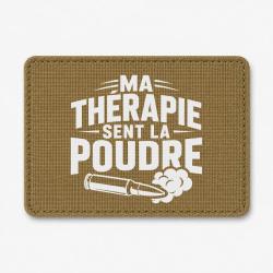 Patch Tir Sportif - Ma th&eacute;rapie sent la poudre - Douilles - Coyote / Blanc