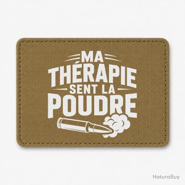 Patch Tir Sportif - Ma th�rapie sent la poudre - Douilles - Coyote / Blanc
