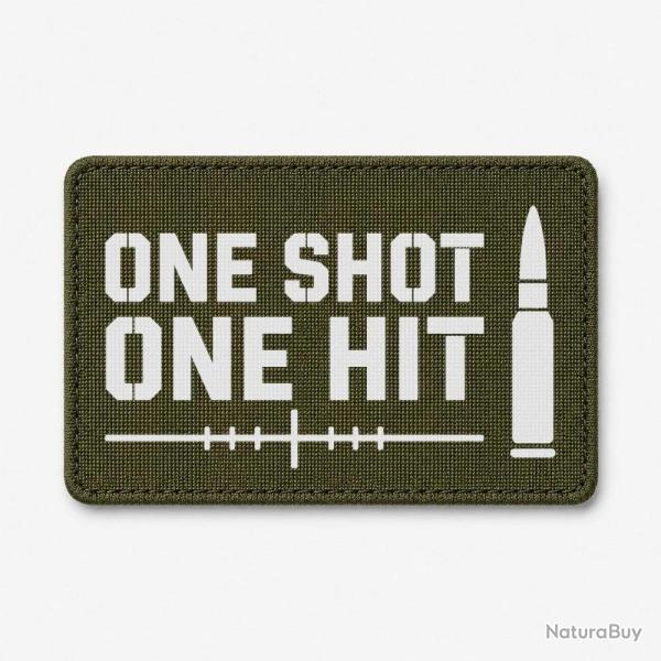 Patch Tir Sportif - One Shot One Hit - Cartouche - Olive / Blanc