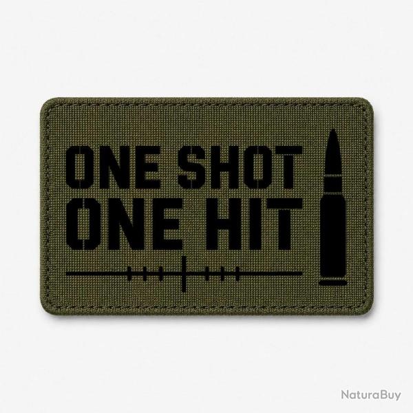 Patch Tir Sportif - One Shot One Hit - Cartouche - Olive / Noir