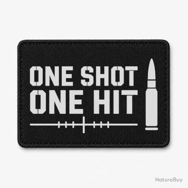 Patch Tir Sportif - One Shot One Hit - Cartouche - Noir / Blanc