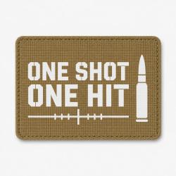 Patch Tir Sportif - One Shot One Hit - Cartouche - Coyote / Blanc