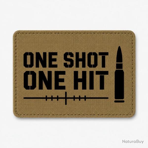 Patch Tir Sportif - One Shot One Hit - Cartouche - Coyote / Noir