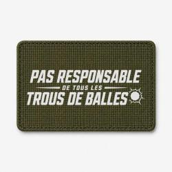 Patch Tir Sportif - Pas responsable des trous de balles - Rouge - Olive / Blanc