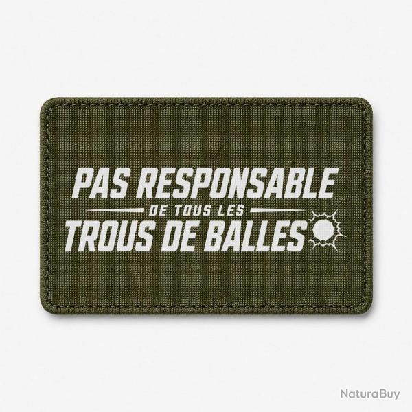 Patch Tir Sportif - Pas responsable des trous de balles - Rouge - Olive / Blanc