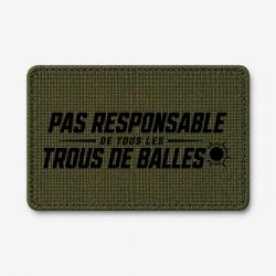 Patch Tir Sportif - Pas responsable des trous de balles - Rouge - Olive / Noir