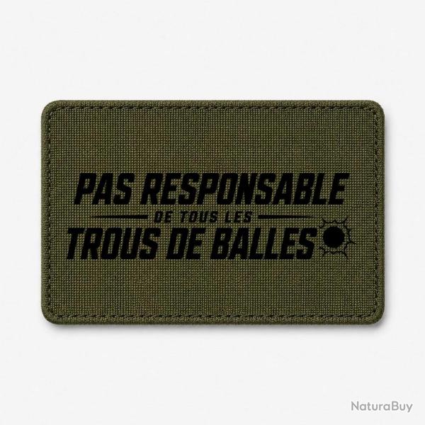 Patch Tir Sportif - Pas responsable des trous de balles - Rouge - Olive / Noir