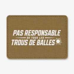 Patch Tir Sportif - Pas responsable des trous de balles - Rouge - Coyote / Blanc