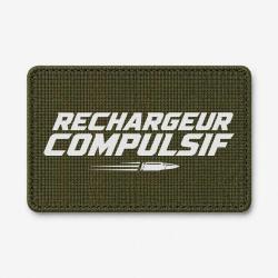 Patch Tir Sportif - Rechargeur compulsif - Typographie balle - Olive / Blanc